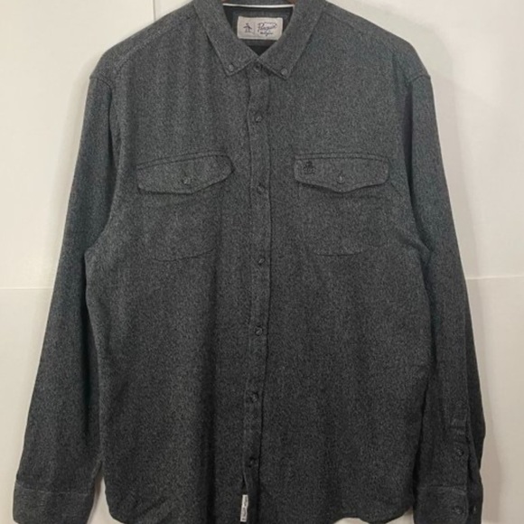 Original Penguin Gray Tweed button up shirt🐧 - Picture 1 of 8